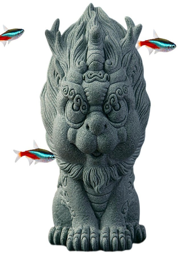 livelyfish Fish Tank Fu Foo Dog Statue Asian Oriental Aquarium Statues Decor Good Lucky Sandstone Qi Lin Figurines for Garden Fish Tank Bonsai Decoration, S - Image 1